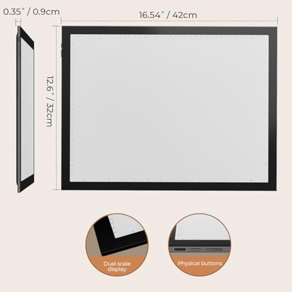 DONPODER A3 Light Box Portable LED Light Board for Diamond Painting, 10 Brightness Levels,5500 Lux Super Bright Ultra Thin Light Pad for Tracing and Crafts(42 x 32 cm)