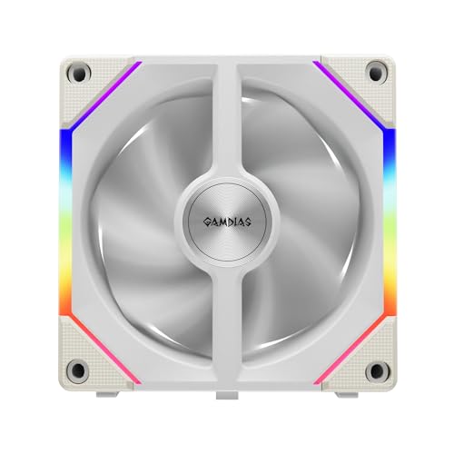 GAMDIAS 120mm ARGB PC Case Fans, Computer Case Fan, Cabless Daisy Chain Connection, Dual Infinity Mirror Lighting, Swappable Fan Blade for Reverse Airflow, Performance 30mm Thick, With Control Box