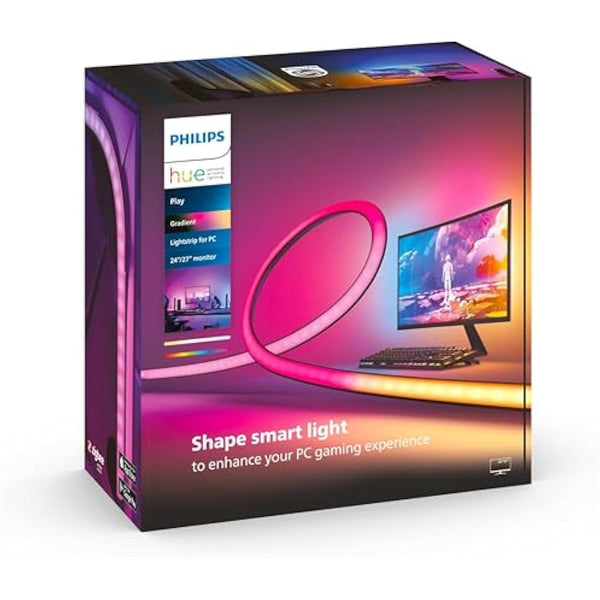 Philips Hue Play Gradient PC Lightstrip [for 24-27 Inch Screens] LED Smart Lighting. Sync for Entertainment, Gaming and Media