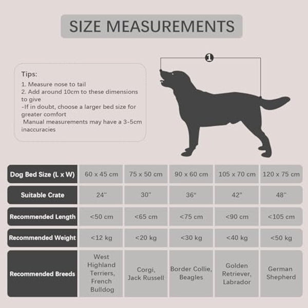 Jaspuriea Medium Dog Bed Washable Dog Crate Mattress Calming Fluffy Anti Anxiety Dog Beds Deluxe Plush Dog Mat with Anti-Slip Bottom, Dark Grey, 75x50x7cm