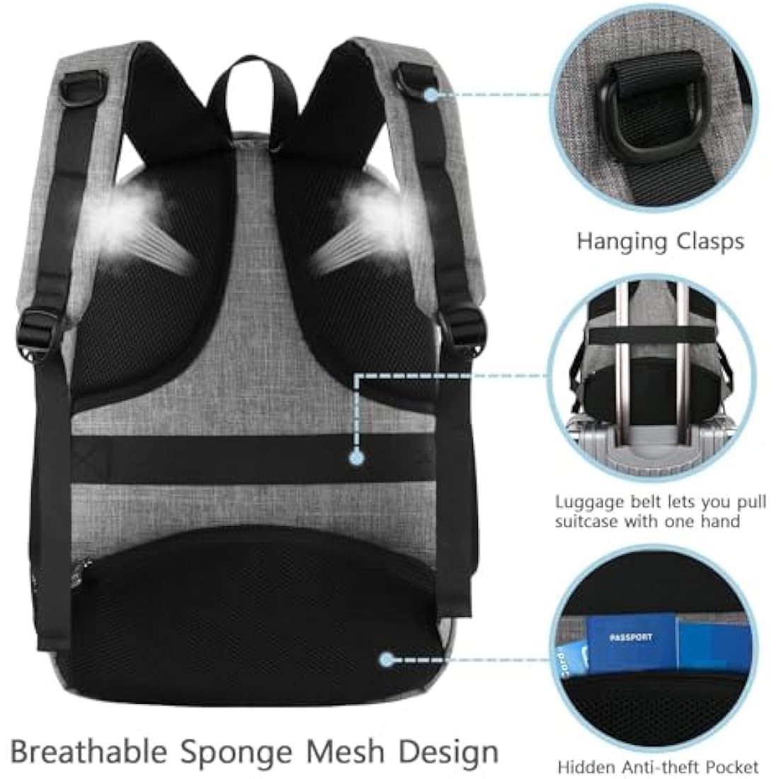 MATEIN Laptop Backpack 17.3 Inch Large Anti-Theft Backpack with USB Charging Port College Bag Daypack for Men Women Water Resistant Laptop Rucksack for Travel Work Business Office, Grey