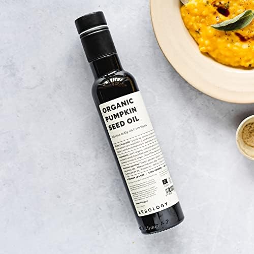 Erbology Organic Pumpkin Seed Oil 250ml - Cold-Pressed to a Traditional Recipe - Sustainably Sourced from Styria, Austria - Premium Quality