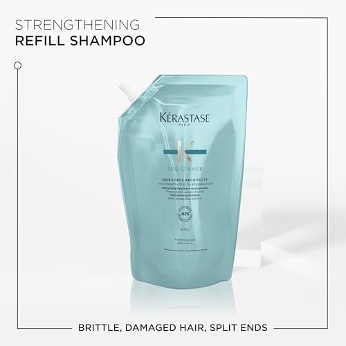 Kérastase Resistance, Daily Strengthening Shampoo, For Brittle, Damaged Hair & Split Ends, With Vita-Ciment Complex, Bain Force Architecte