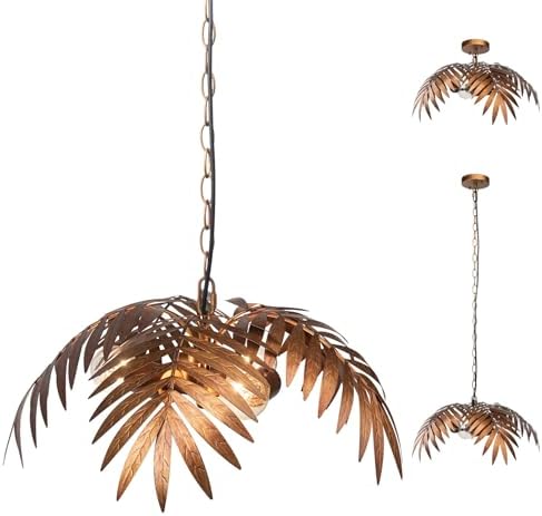 JCPYIUL Retro Tropical Coconut Leaf Chandelier LED Scandinavian Tree Branch Iron Ceiling Light Home Decoration Lamps and Lanterns Hotel Club Decoration Lamps and Lanterns(1)