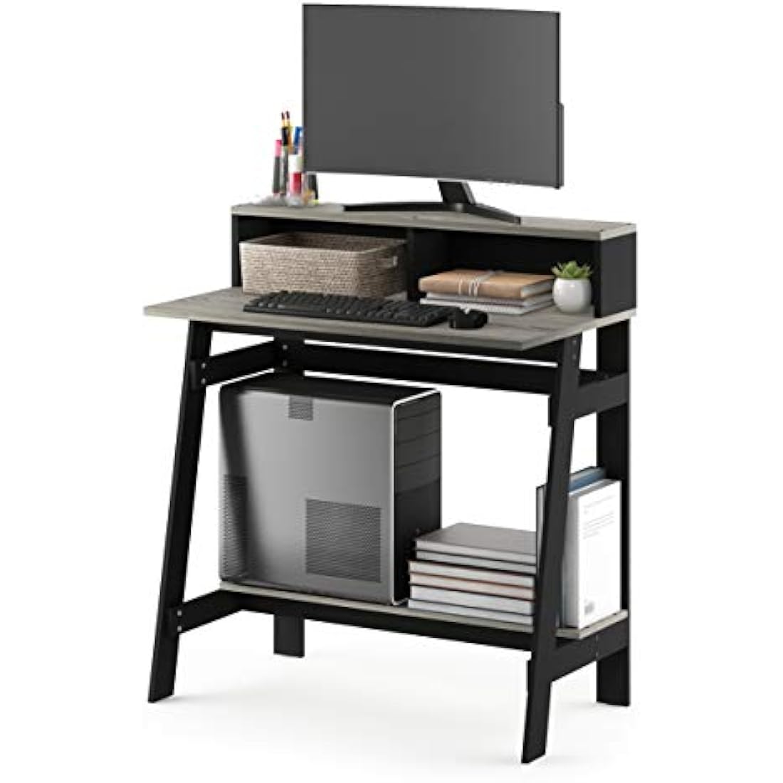 Furinno Simplistic A Frame Computer Desk, Study Desk, Writing Desk, Black/French Oak
