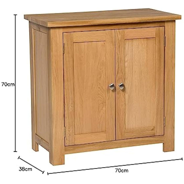 Hallowood Furniture Waverly Oak Small Wooden Cabinet with 2 Door and Adjustable Shelf, Small Oak Sideboard, Solid Wooden Cupboard for Kitchen, Bedroom or Hallway, Living Room Furniture