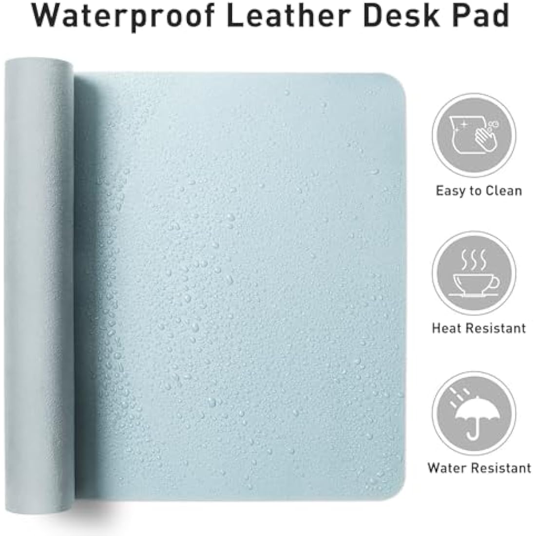 Aothia Desk Pad,Mouse Pad,Office Desk Mat,Non-Slip PU Leather Desk Mat,Waterproof Writing Pad for Office and Home (91cmx43cm,Baby Blue)