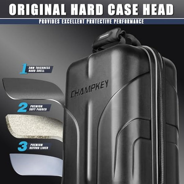 CHAMPKEY Golf Travel Bag Flight with Wheels | With Sturdy Plastic Hard Case Top | Premium Oxford Fabric Golf Bag - High Performance Bag Travel Case