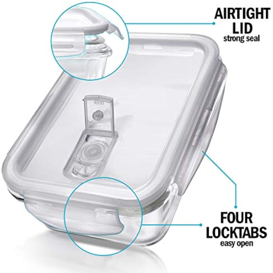 Igluu Meal Prep Glass Containers with Air Vents Lids 5 Pack Rectangle 840ml 28oz BPA-Free Meal Prep Containers Reusable – Borosilicate Glass, Oven Safe