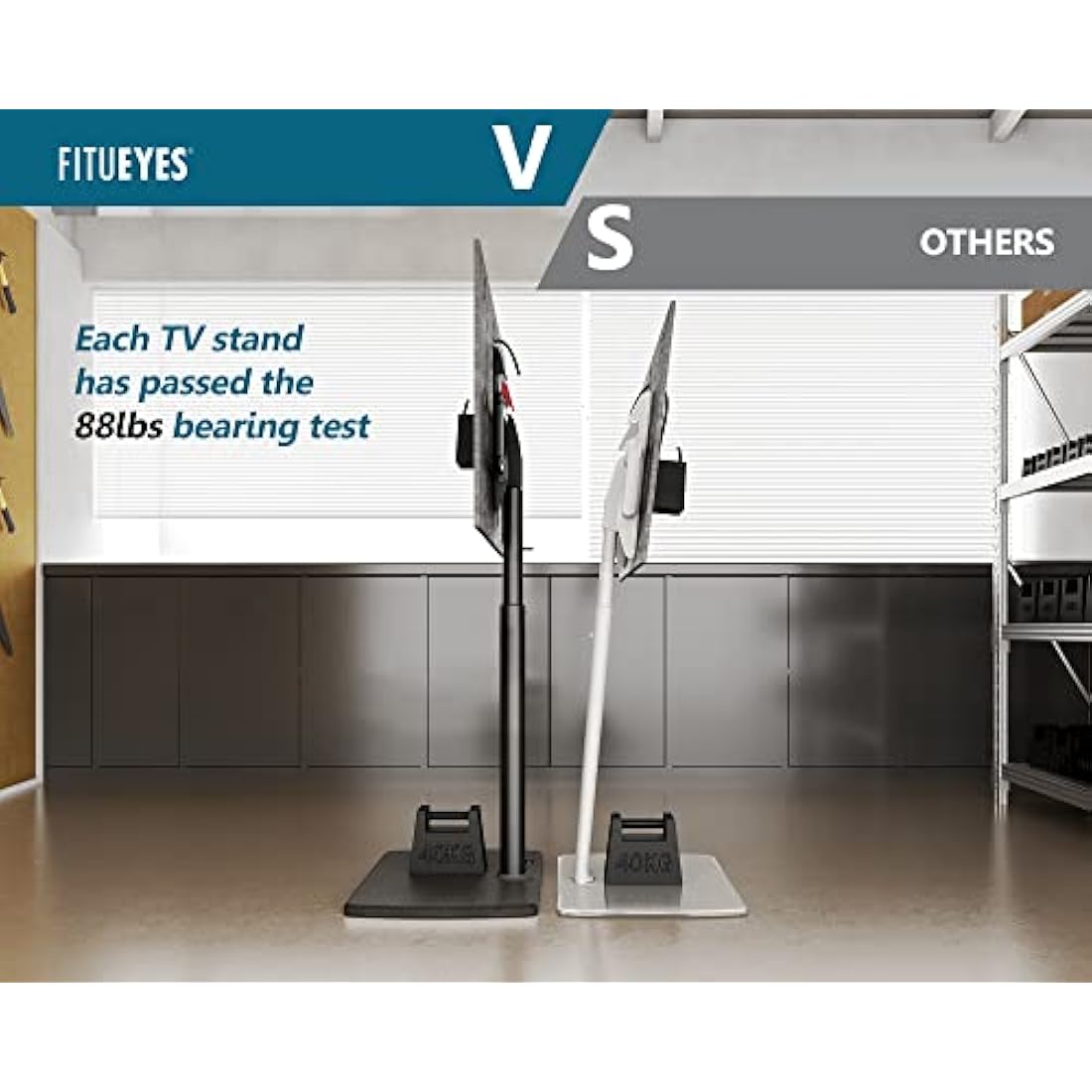 FITUEYES TV Stand with 20mm Wood Base for 32-70 Inch TV, Tall TV Floor Stand with 60° Swivel & 6 Height Adjustment, Cantilever TV Mount Stand Max VESA 600x400mm Holds 40kg