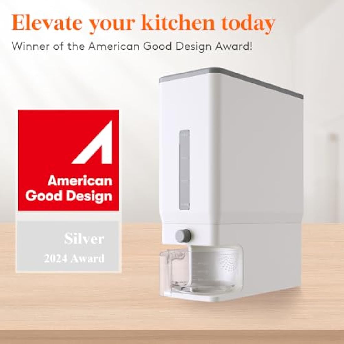 Lifewit Rice Container 25.4 Lbs, Rice Dispenser with Measuring Cup, Cereal Containers Storage, Sealed Moisture Proof Rice Bucket, Dry Food Grain Flour Soybean for Kitchen Pantry Household, White