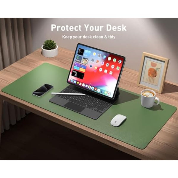 Aothia Leather Desk Pad, Large Non-Slip Laptop Mat, Waterproof PU Leather Table Mat for Office and Home (60cmX35cm, Olive Green)