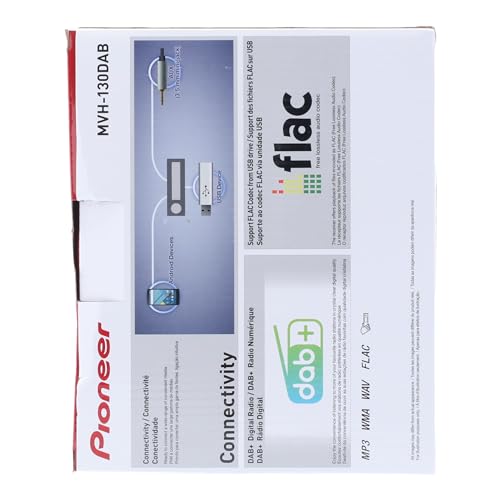 Pioneer MVH-130DAB 1-DIN receiver with DAB/DAB+, Red illumination, USB and compatible with Android devices.