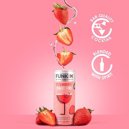 Funkin Strawberry Daiquiri Pre-Mixed Cocktail Cans 200 ml (Case of 12) | Premium Ready to Drink Cocktails - Bar Quality Drinks Made with Real Fruit and Nitro Infused