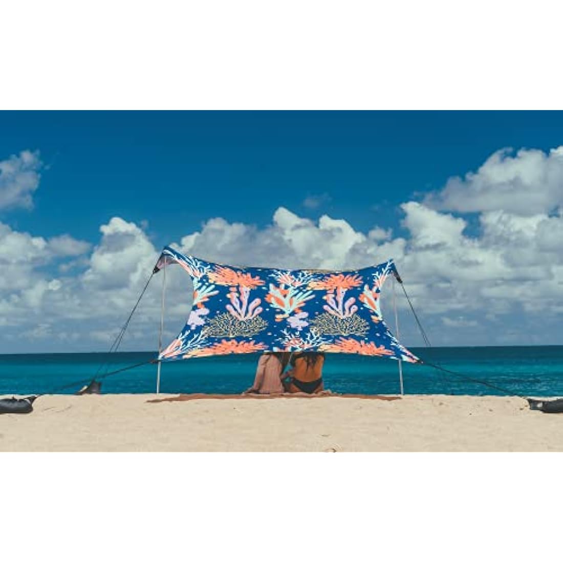 Neso Tents Beach Tent with Sand Anchor, Portable Canopy SunShade - 2.1m x 2.1m - Patented Reinforced Corners (Save the Reef)