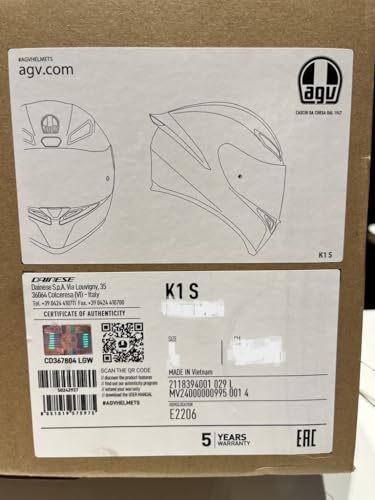 AGV - Helmet K1 S E2206, Full-face Motorbike Helmet, ECE, for Men, Racing Style with Spoiler, Air Intakes and Scratch Resistant Visor, 190° Field of View, with Intercom Ready, Black