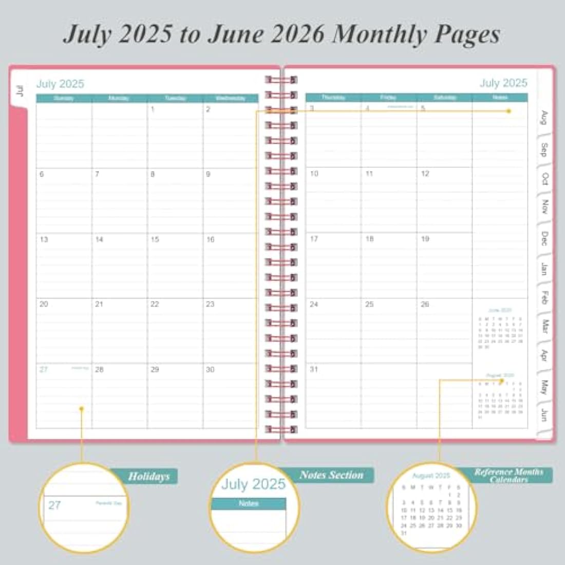 2024-2025 Appointment Book & Planner - A5 2024-25 Daily Hourly Planner from July 2024 - June 2025, Weekly Appointment Book with 30-Minute Interval, Medium 6.4" x 8.5", Pink
