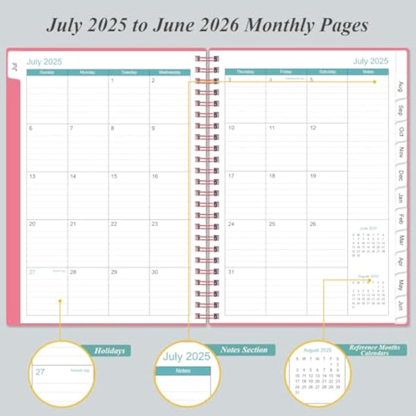 2024-2025 Appointment Book & Planner - A5 2024-25 Daily Hourly Planner from July 2024 - June 2025, Weekly Appointment Book with 30-Minute Interval, Medium 6.4" x 8.5", Pink