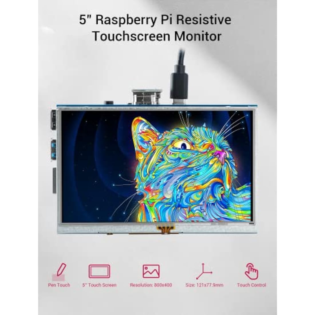 ELECROW For Raspberry Pi Screen, 5 inch Small Monitor 800x480 TFT Touch Screen Monitor Compatible with Raspberry Pi Banana Pi BB Black Windows 7 8 10 Jetson Nano