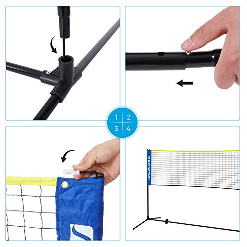 SONGMICS 3 m Badminton Net, Volleyball Net, Adjustable Poles Height, Portable Set for Tennis
