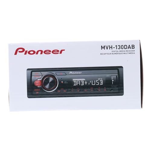 Pioneer MVH-130DAB 1-DIN receiver with DAB/DAB+, Red illumination, USB and compatible with Android devices.