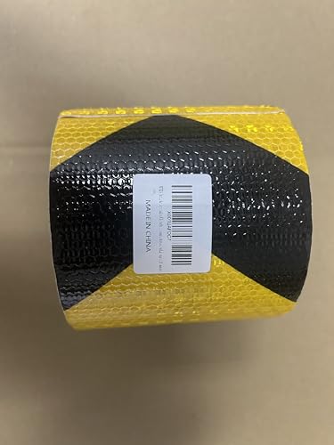 XFXIA Reflective Tape - Yellow & Black, 10cm x 20m, Waterproof, Self-Adhesive Warning Tape for Vehicles, Cars, Trailers, Outdoors