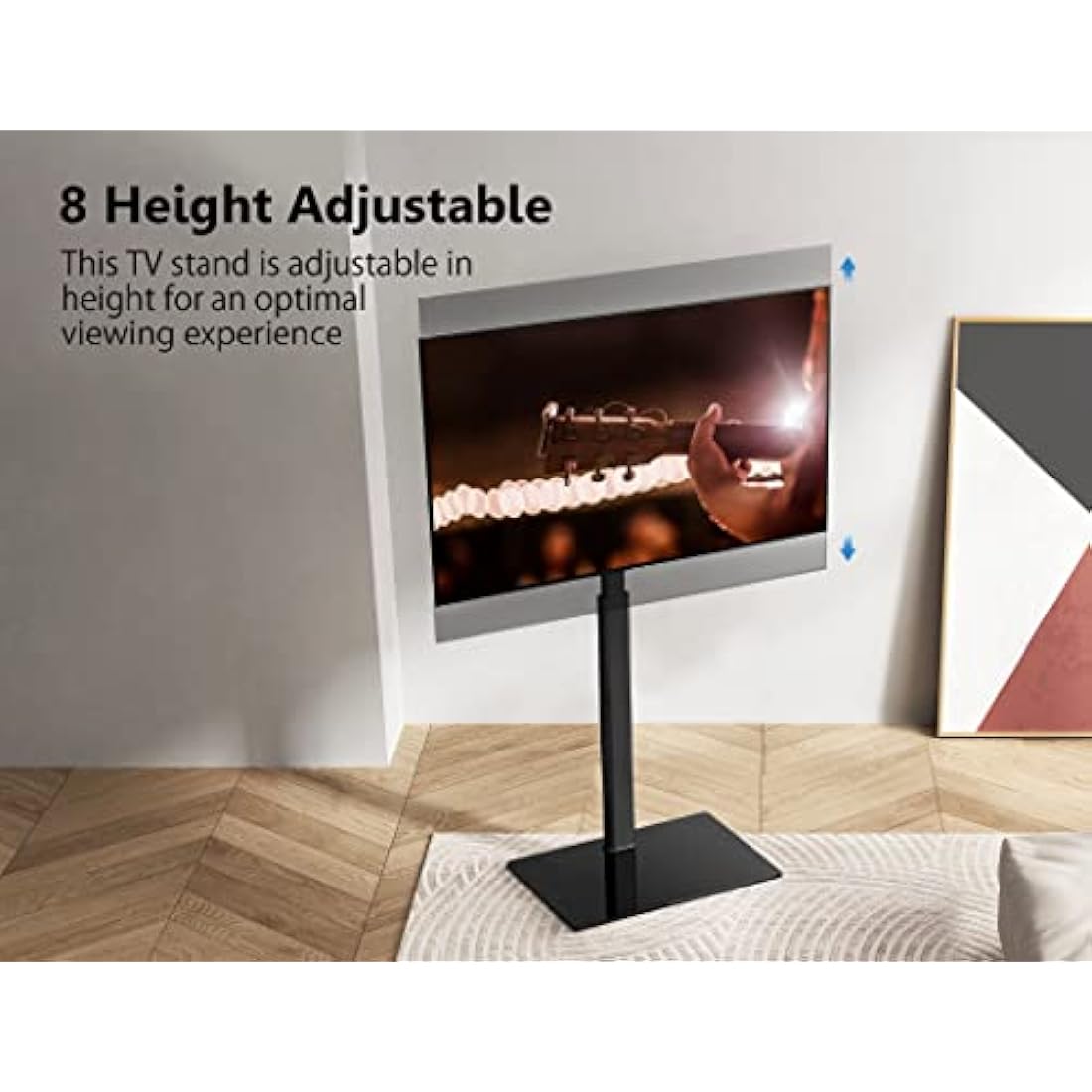 FITUEYES TV Floor Stand for 32 to 60 inch TVs, Floor Standing TV Stand with Swivel Bracket, Height Adjustable, Holds 30kgs, Max VESA 600x400mm Black