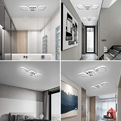 EIDISUNY Modern Led Ceiling Light, Flush Mount Ceiling Lamp 3 Squares LED, Close to Ceiling Lighting Fixtures for Hallway Bedroom Living Room Kitchen Office Entrance - 33W Cool White Light (Silver)