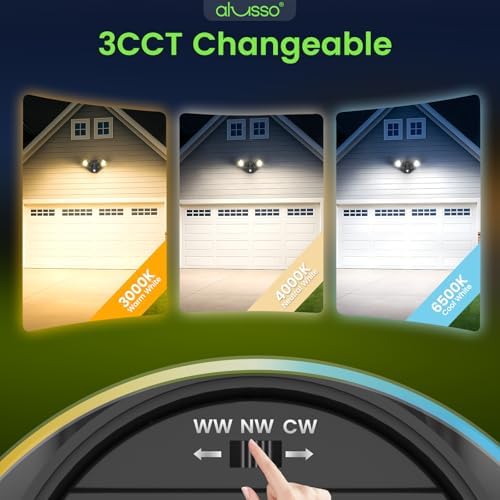 ALUSSO 25W LED Security Lights Outdoor Motion Sensor LED Floodlight, IP54 Waterproof Outside PIR Flood Light, 3000K 4000K 6500K Adjustable Wall Light for Garden Patio Backyard Garage