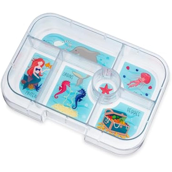 yumbox Original Leakproof Kids Bento Lunch Box, 5 Compartments + Dip Well, Easy-Open Latch, Portion Control, Removable Illustrated Tray, Ages 3-7 (Power Pink (Mermaid Tray))