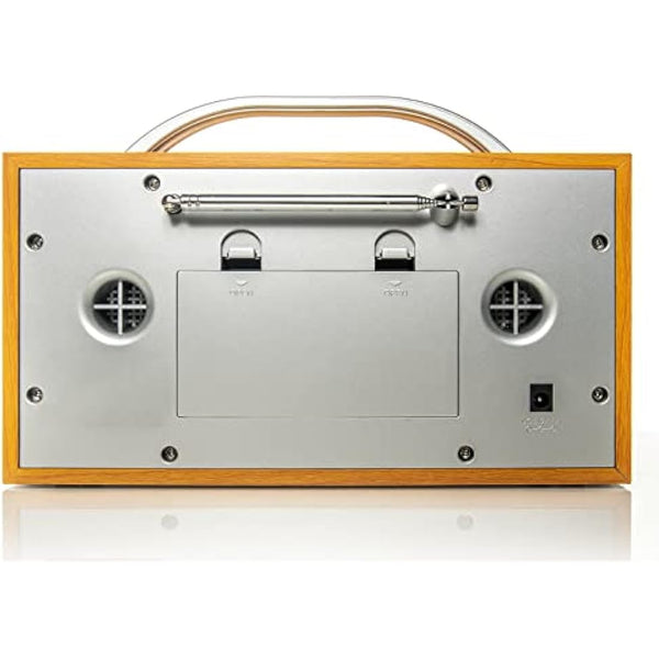 Groov-e Boston Wooden DAB & FM Digital Radio - Built-In Alarm Clock, Dynamic Range Control & Bluetooth Connectivity - LCD Display - Mains or Battery Operated - Portable Radio - 40 Preset Stations