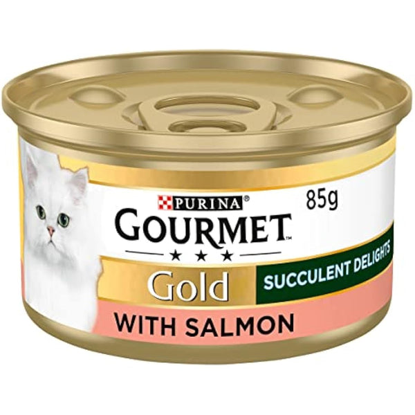 GOURMET Gold Succulent Delights Salmon Wet Cat Food 85g, Pack of 12