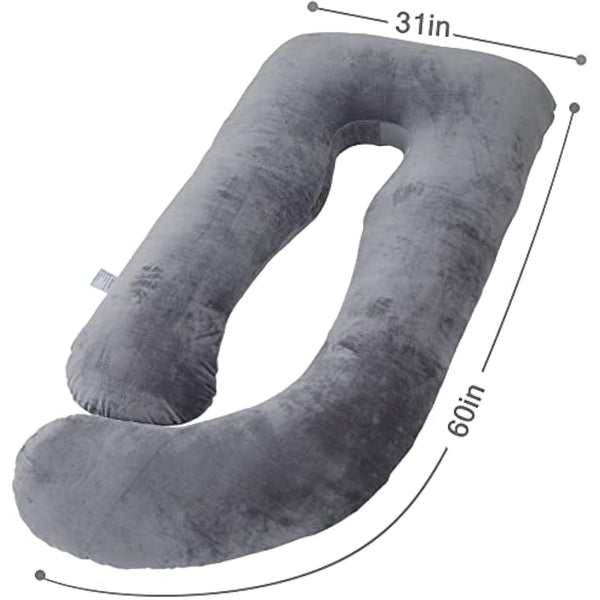AS AWESLING Pregnancy Pillow, U Shaped Full Body Pillow, Nursing, Support and Maternity Pillow for Pregnant Women with Removable Cover (Dark Grey)