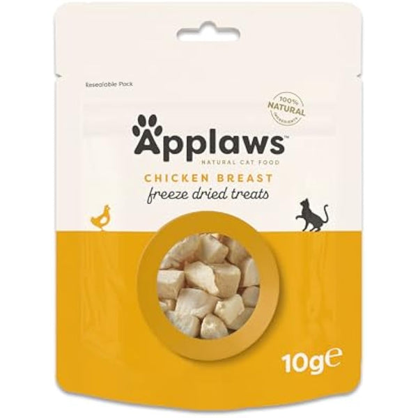 Applaws 120g Freeze Dried Chicken Cat Treat, 100% Natural Grain Free, Hypoallergeric Healthy Cat Snacks 12x10g