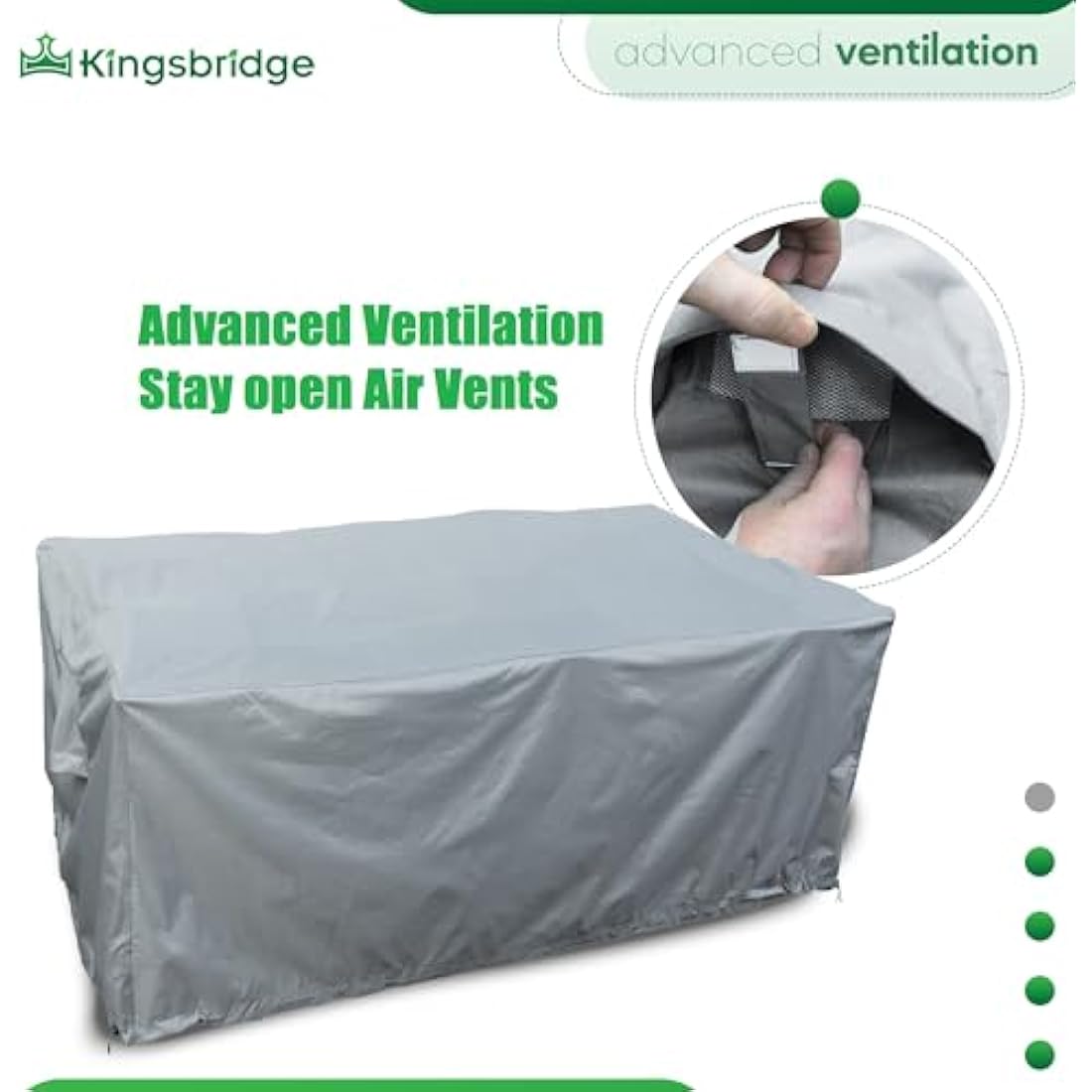 Kingsbridge Rectangular Garden Furniture Table Cover 600D Heavy Duty Fabric, Double Stitching, Waterproof, Anti UV, Breathable, Rip Proof, Grey Outdoor Patio Furniture Protector 170 x 100 x 75cm