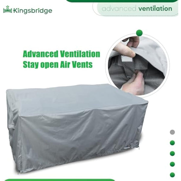 Kingsbridge Rectangular Garden Furniture Table Cover 600D Heavy Duty Fabric, Double Stitching, Waterproof, Anti UV, Breathable, Rip Proof, Grey Outdoor Patio Furniture Protector 170 x 100 x 75cm