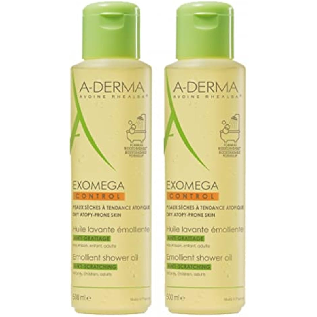 A-DERMA Exomega Control Emollient Cleansing Oil Anti-Scratching 2 x 500ml