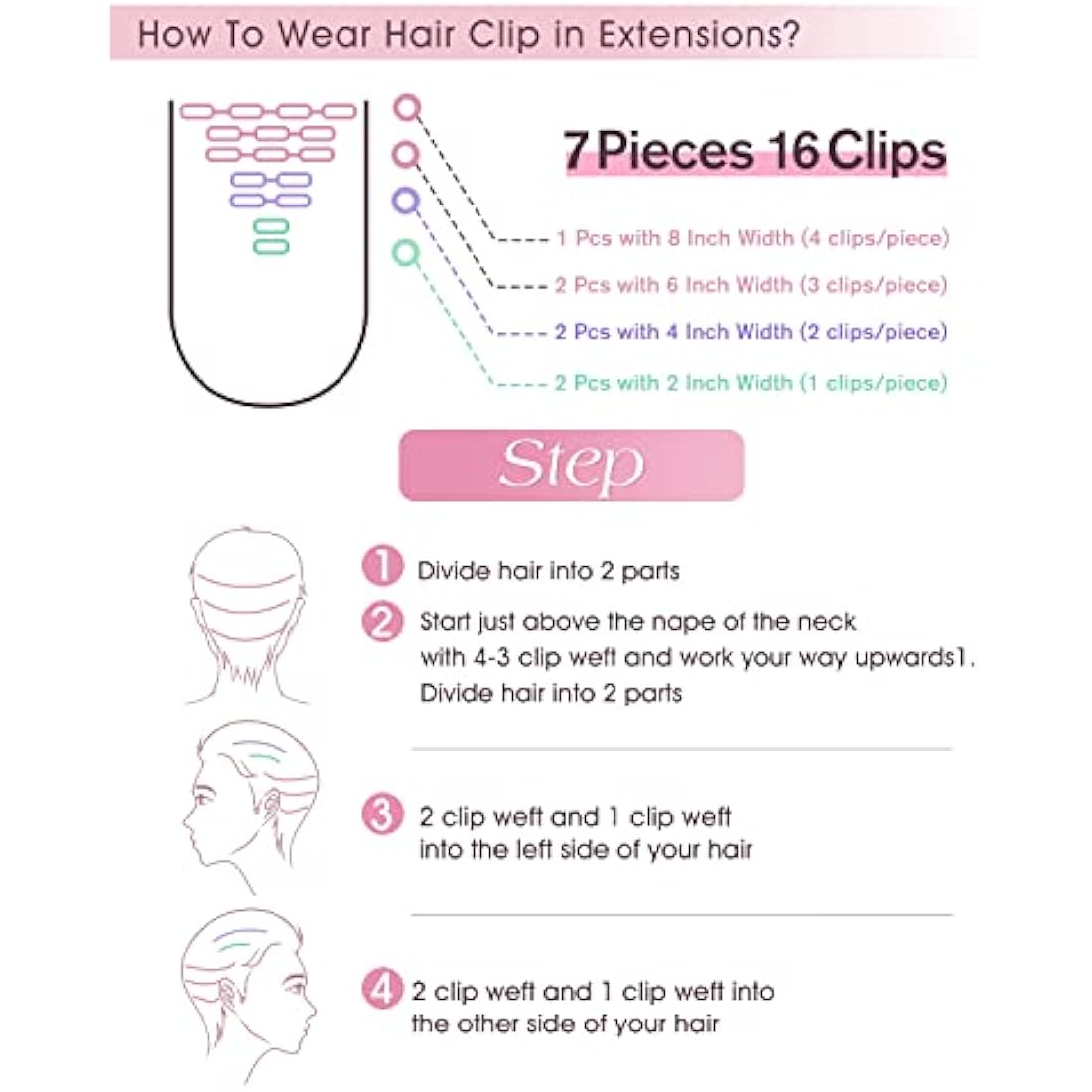 AGMITY Clip in Jet Black 16 inch 7Pcs 120g 100% Real Remy Human Hair Seamless Double Weft Straight Hair Extensions