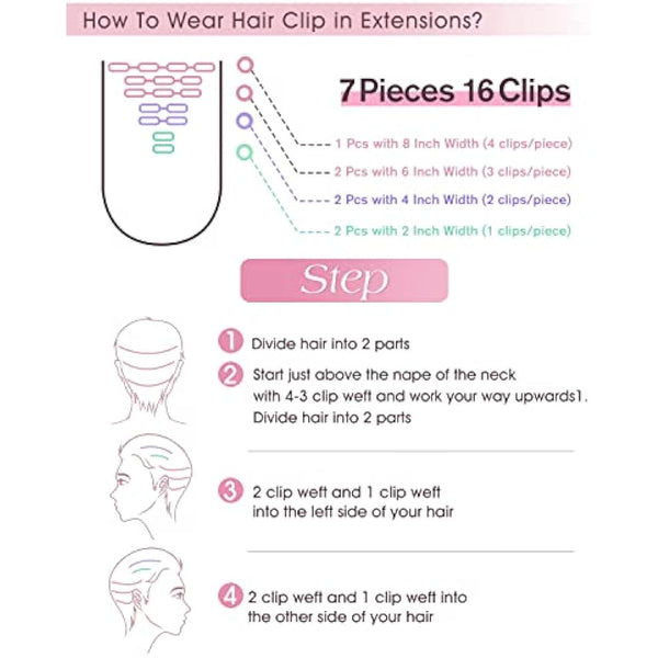 AGMITY Clip in Jet Black 16 inch 7Pcs 120g 100% Real Remy Human Hair Seamless Double Weft Straight Hair Extensions