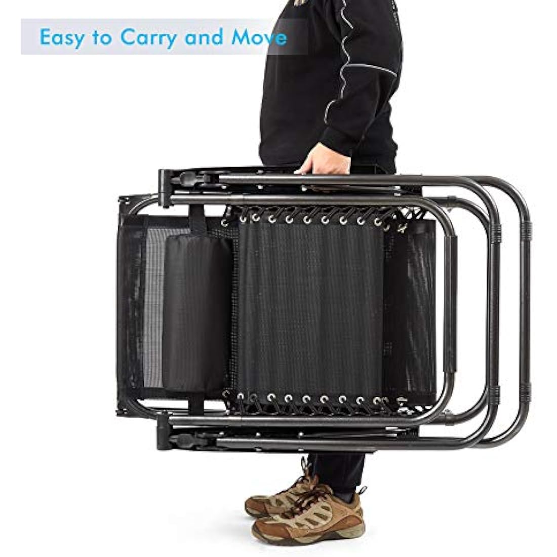 IntimaTe WM Heart Deck Chair, Alloy Steel, Black, 177 cm x 110 cm x 67 cm