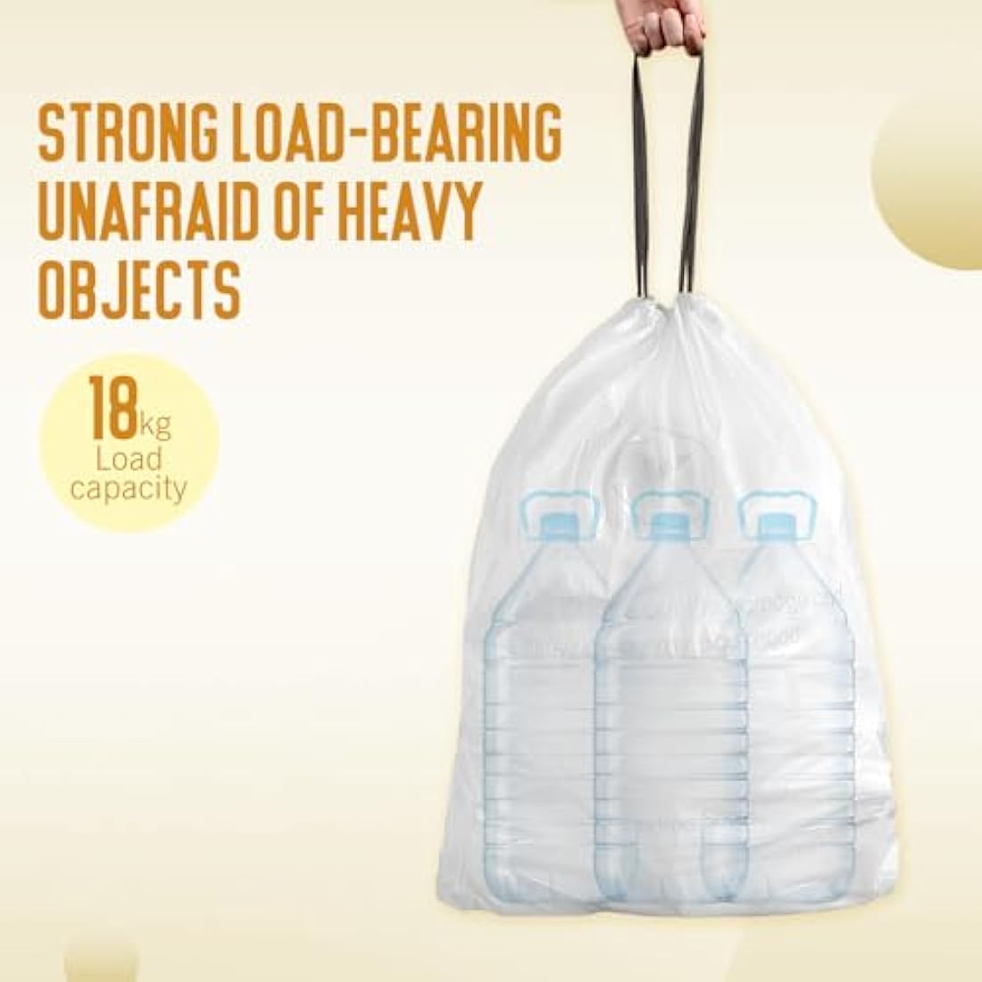 GRANDMA SHARK 38-48L UP TO 55L Bin Bags Liners Drawstring Trash Bag, Handle Waste Bags, 90 Garbage Bag, Super Strong, Anti-drip Unscented, 60 × 74 cm