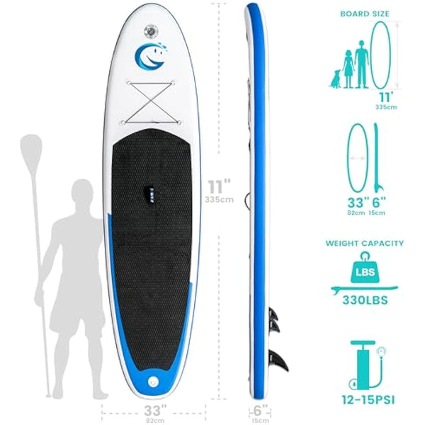 FunWater SUP Inflatable Stand Up Paddle Board Ultra-Light with Inflatable Board,ISUP Accessories,Three Fins,Adjustable Paddle, Pump,Backpack, Leash.