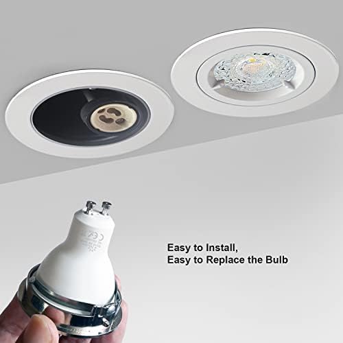 4XSweier 90 Minute Fire Rated LED Recessed Ceiling Lights IP20 GU10 LED Downlights, White Spotlight Fittings with 5W 3000K Warm White Bulbs 230V(Non-Dimmable)