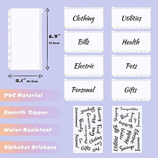 ChangWanna A6 Money Budget Ring Binder - Money Saving Wallet Organiser Binder with Pockets, Cash Stuffing Budget Wallet Planner with Cash Envelope, Money Folder Wallet Organiser for Cash Saving