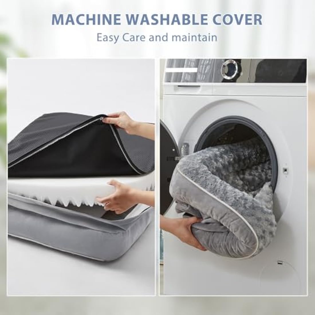 BFPETHOME Large Orthopedic Dog Bed - Big Waterproof Sofa Dog Bed with Removable Washable Cover, Grey, 42"L x 30"W x 7.5"Th