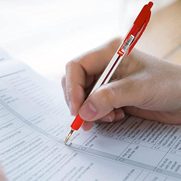 Cello Red Ballpoint Pens - Premium Retractable Biro Pens with Ergonomic Grip, Medium Point 1.0mm, Pack of 12 - Ideal for Office, School & Home Writing, Red Pen