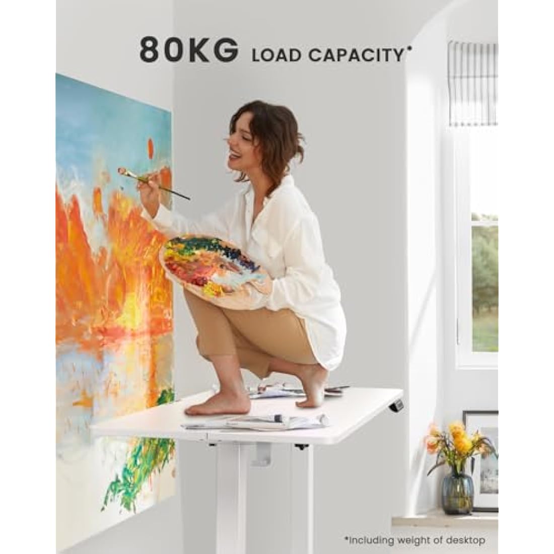 ErGear Electric Standing Desk Height Adjustable 120 x 60cm, Sit Stand Desk with 4 Memory Smart Pannel for Home Office with Splice Board