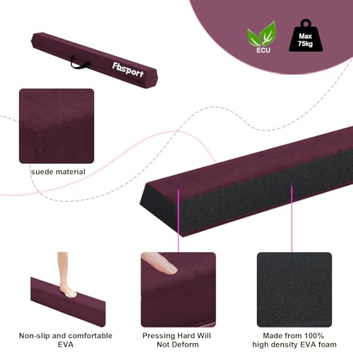 FBSPORT 240 CM Balance Beam, Gymnastics Balance Beam for Kids, Floor Balance Beam, Folding Gymnastics Beam for Training