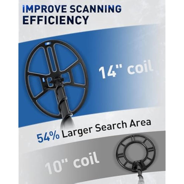 Hazlewolke Metal Detector for Adults, 13 inch Detection Depth, 14'' Waterproof & Wider Scanning Range DD Search Coil, Strong Anti-Interference, Professional Metal Detectors Kit with Pinpoint Mode