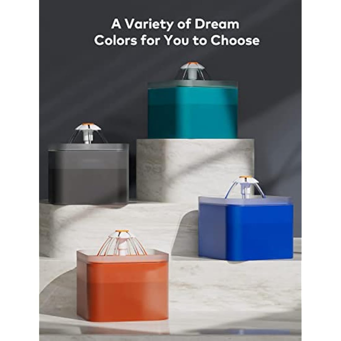 AONBOY Cat Water Fountain with 6 Filters（grey）